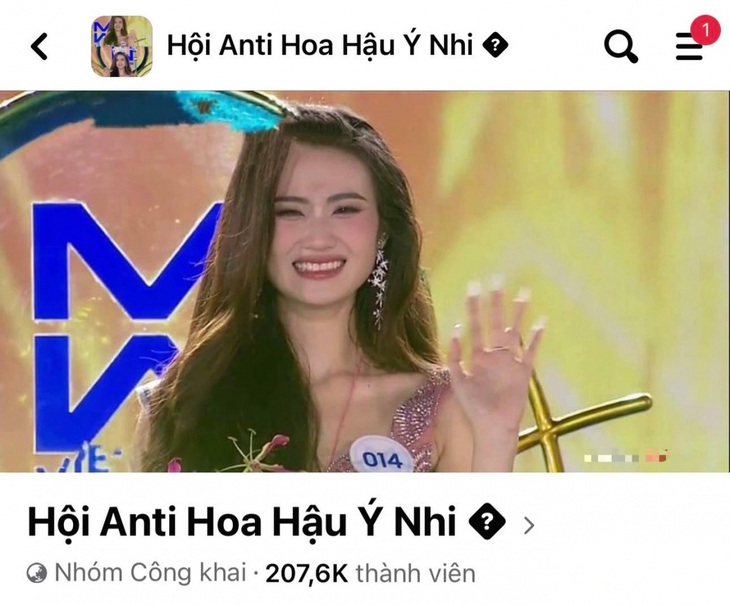 Xuất hiện hội nhóm anti hoa hậu Ý Nhi hơn 200 ngàn thành viên