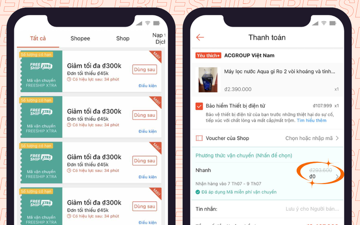 Hàng ngàn mã freeship khủng đổ bộ sẵn vào ví voucher giúp người dùng mua sắm tiết kiệm