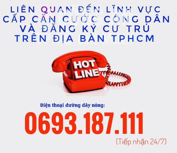 Đường dây nóng của Công an TP.HCM tiếp nhận 24/7 thông tin, phản ánh của người dân về vướng mắc, khó khăn, sai lệch thông tin dân cư- Ảnh: CACC