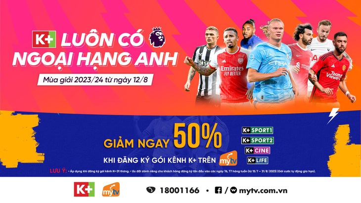 Ngoại hạng Anh 2023/2024 - Xem trực tiếp và độc quyền gói kênh K+ trên MyTV - Ảnh 1.