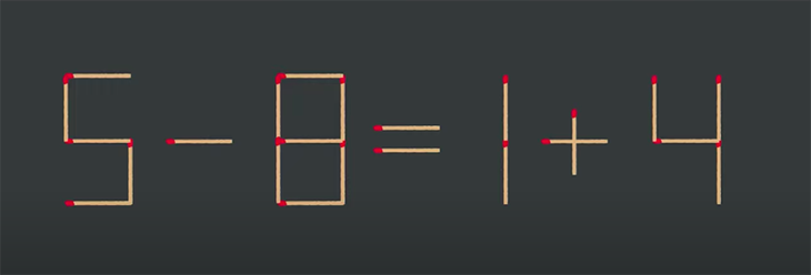 Thử tài IQ: Di chuyển một que diêm để 5-8=1+4 thành phép tính đúng - Ảnh 1.