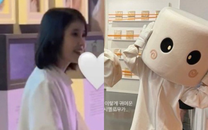 IU chiều fan hết cỡ, đội mascot kẹo dẻo đi giao lưu