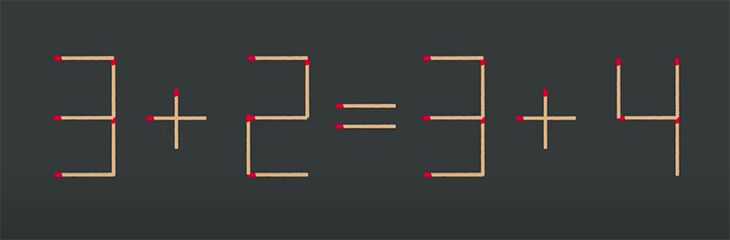 Thử tài IQ: Di chuyển một que diêm để 3+2=3+4 thành phép tính đúng - Ảnh 1.