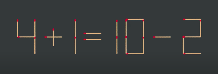 Thử tài IQ: Di chuyển hai que diêm để 4+1=10-2 thành phép tính đúng - Ảnh 1.