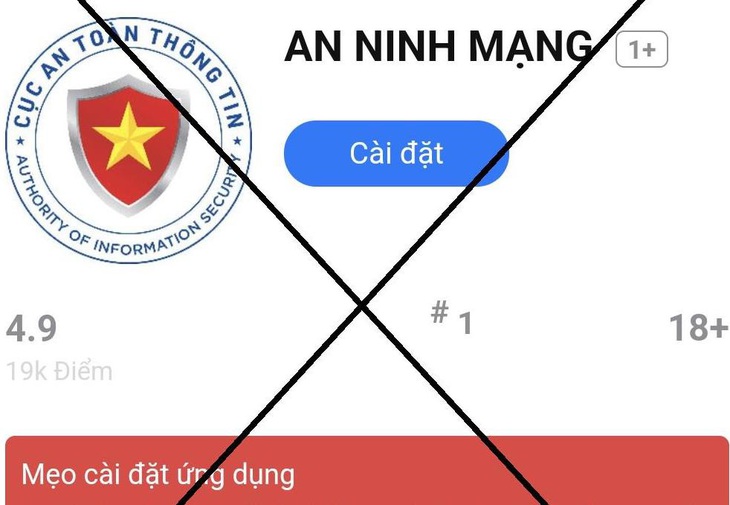 Giao diện ứng dụng giả mạo kẻ lừa đảo hướng dẫn người dân cài đặt qua mạng nhằm chiếm đoạt tiền trong tài khoản ngân hàng - Ảnh: Người dân cung cấp