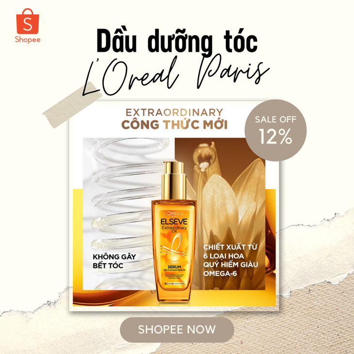 Dưỡng tóc chuyên sâu với sản phẩm có chiết xuất tinh dầu hoa tự nhiên L'Oreal Paris Elseve Extraordinary Oil với giá chỉ 202.000 đồng