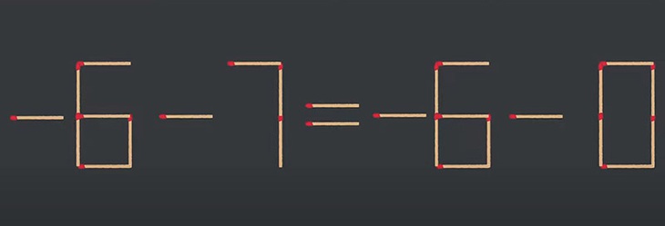 Thử tài IQ: Di chuyển một que diêm để -6-7=-6-0 thành phép tính đúng - Ảnh 1.