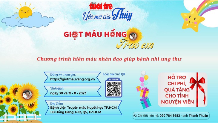 Mời bạn đọc cùng hiến máu nhân đạo giúp bệnh nhi ung thư trong chương trình &quot;Ước mơ của Thúy&quot; 