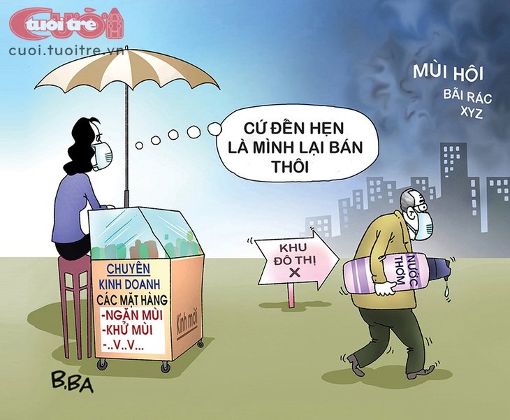 Bãi rác cứ đến hẹn lại hôi - Tranh: B.Ba 