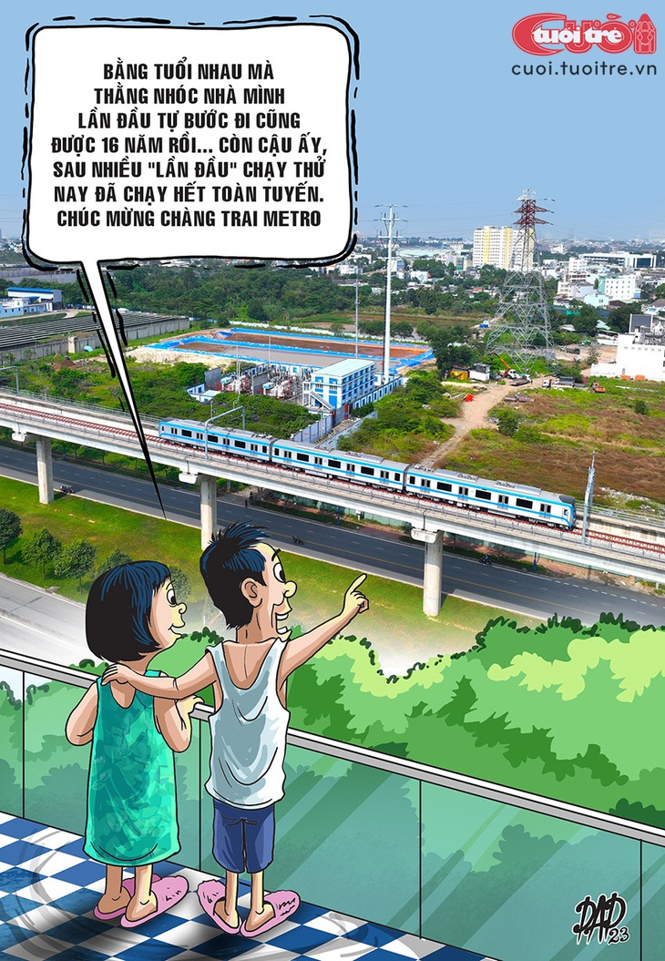 Chúc mừng chàng trai metro... chập chững chạy thử - Tranh: DAD