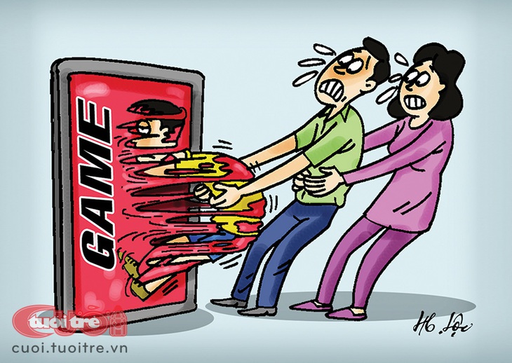 Những người nghiện game sinh hoạt theo 'giờ âm phủ' - Ảnh 2. Biếm họa của Hữu Lộc