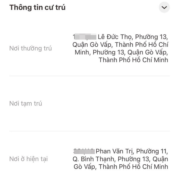 Thông tin cư trú của gia đình anh T.Q.K. bị sai sót, trùng lặp khiến anh lo lắng sẽ xảy ra rắc rối khi thực hiện các thủ tục - Ảnh: Q.K.