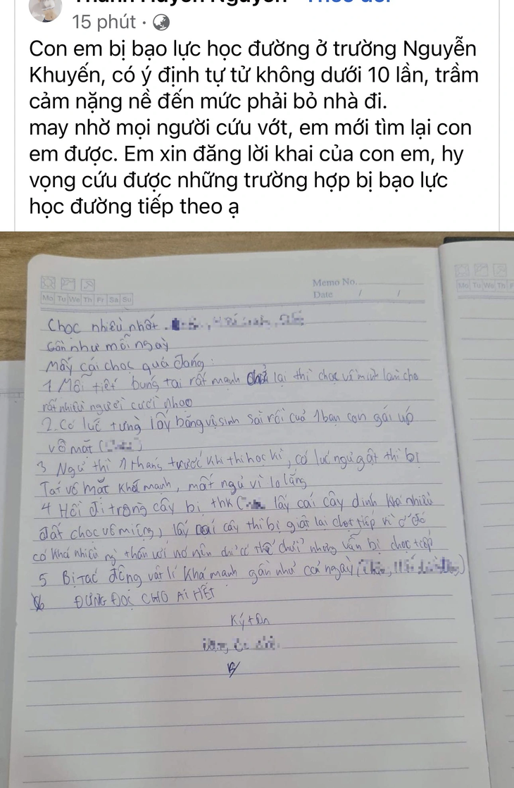 Nội dung đăng tải mới đây của chị H. - Ảnh: chụp màn hình