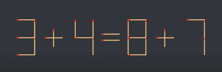 Thử tài IQ: Di chuyển một que diêm để 3+4=8+7 thành phép tính đúng - Ảnh 1. Thử tài IQ: Di chuyển một que diêm để 3+4=8+7 thành phép tính đúng - Ảnh 1.