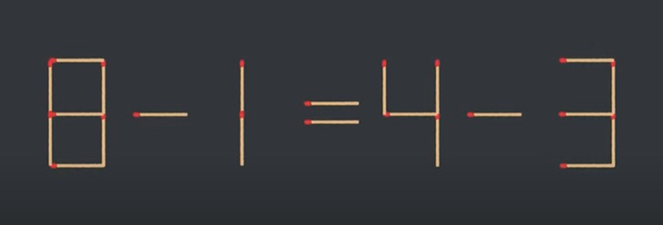 Thử tài IQ: Di chuyển một que diêm để 8-1=4-3 thành phép tính đúng - Ảnh 1.