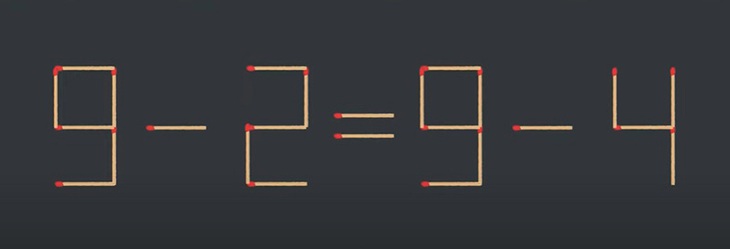 Thử tài IQ: Di chuyển một que diêm để 9-2=9-4 thành phép tính đúng - Ảnh 1. Thử tài IQ: Di chuyển một que diêm để 9-2=9-4 thành phép tính đúng - Ảnh 1.