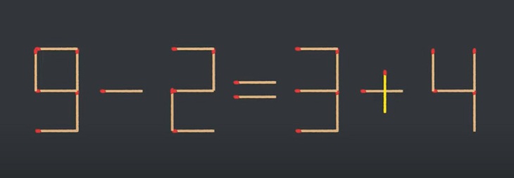 Thử tài IQ: Di chuyển một que diêm để 9-2=9-4 thành phép tính đúng - Ảnh 1.