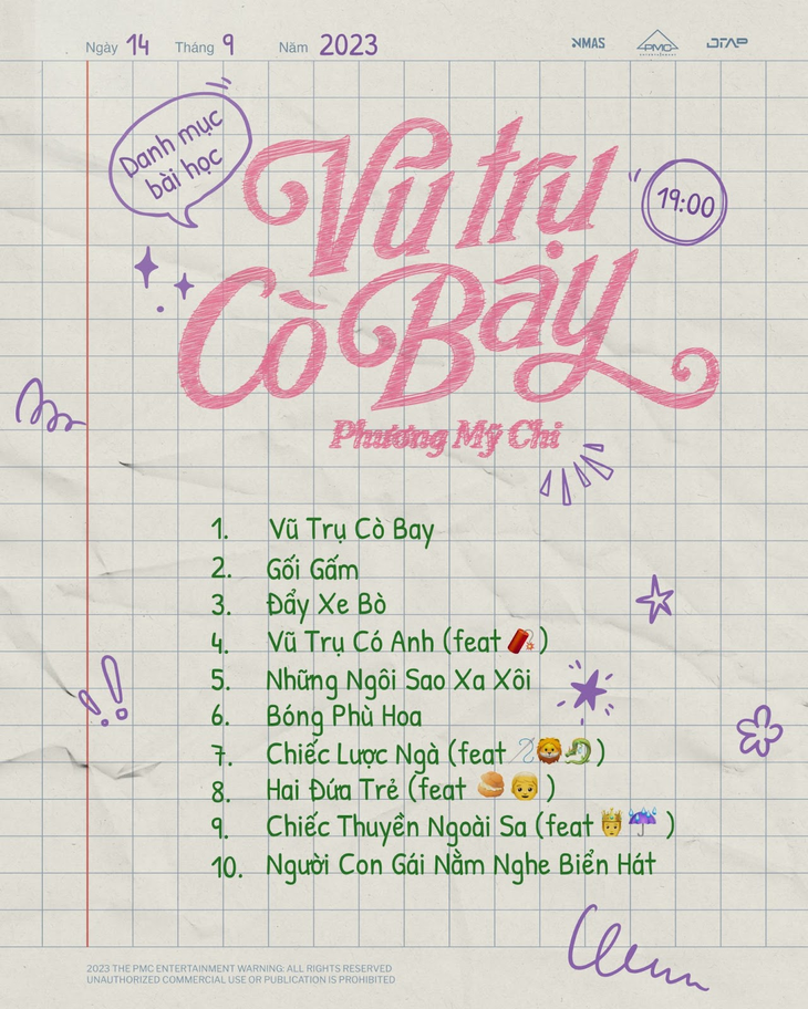 Phương Mỹ Chi hé lộ tracklist album ‘Vũ trụ Cò bay’ với tổng cộng 10 ca khúc và nghệ sĩ hợp tác được giấu tên.