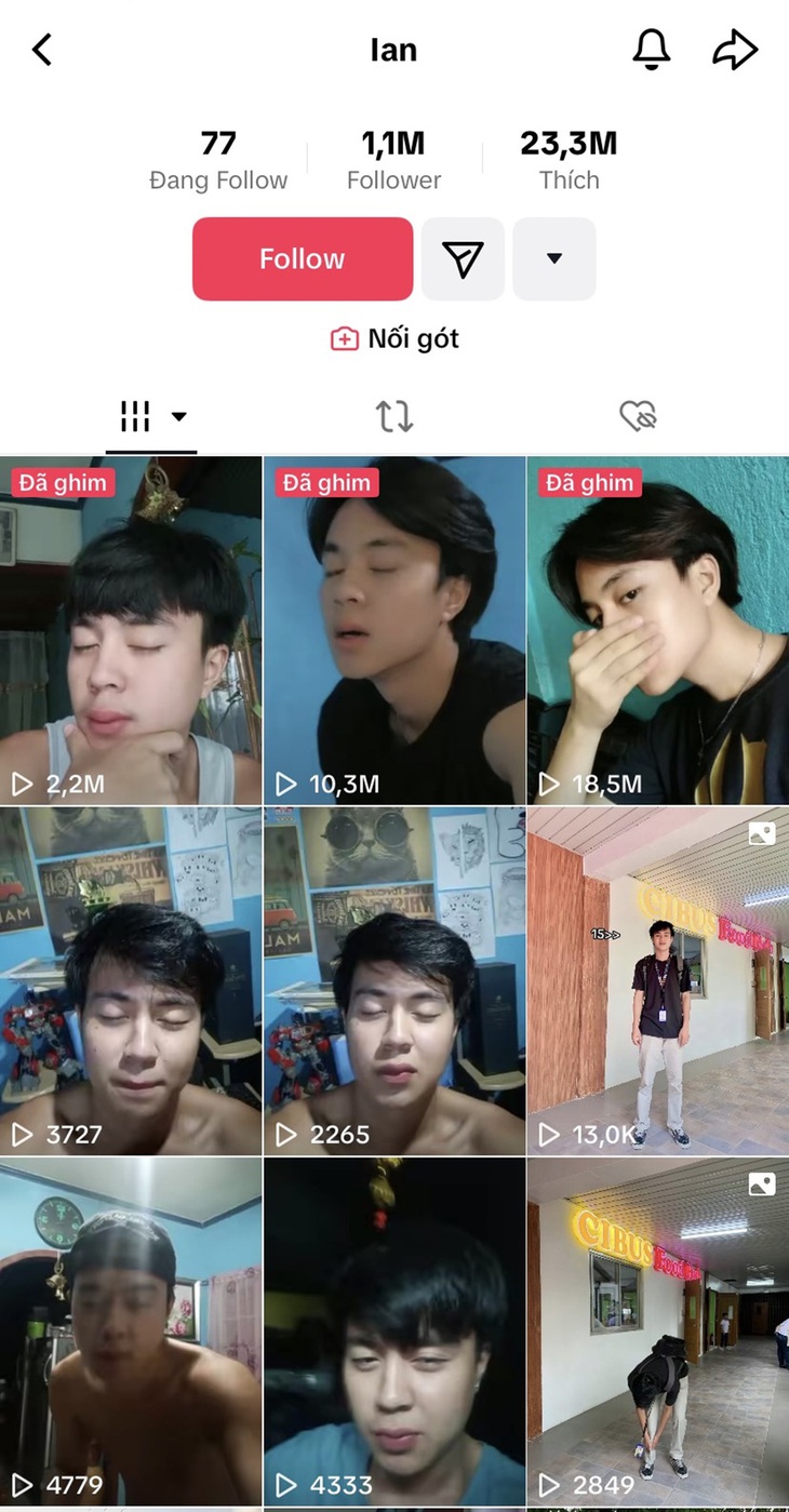 Kênh TikTok của Ian ngập tràn video khoe khoảnh khắc giống nam idol K-pop