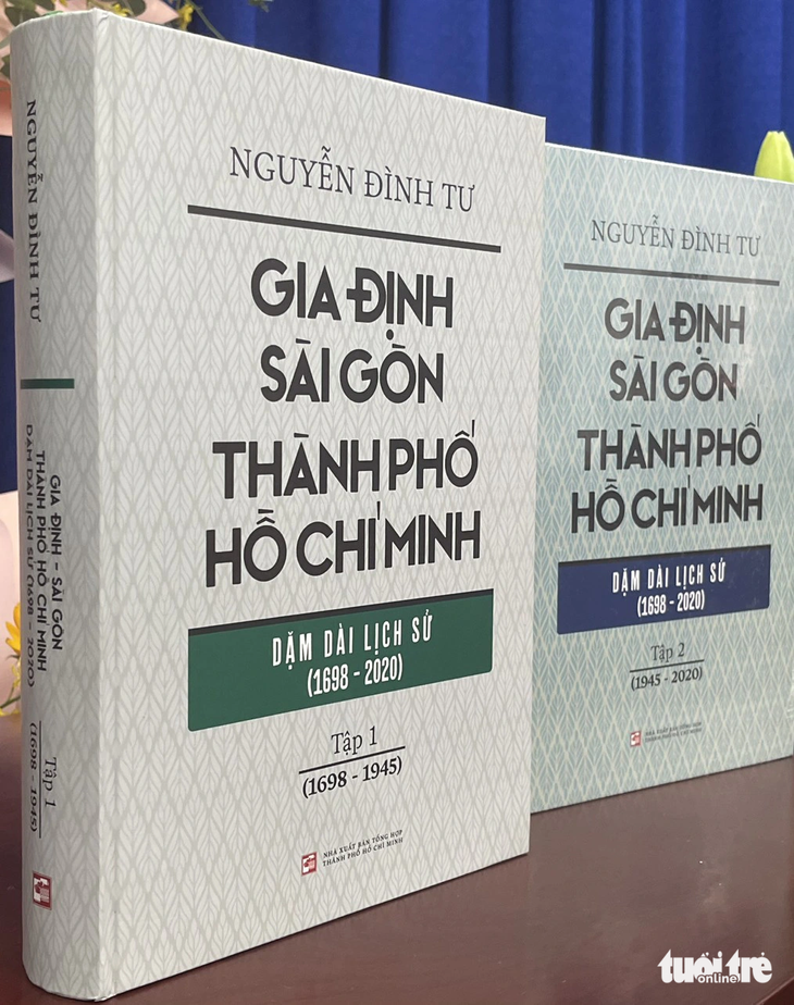 Bộ sách “Gia Định - Sài Gòn - Thành phố Hồ Chí Minh: Dặm dài lịch sử (1698-2020)” của nhà nghiên cứu Nguyễn Đình Tư được NXB Tổng Hợp TP.HCM giới thiệu rộng rãi vào đầu năm 2023 - Ảnh: THÁI THÁI