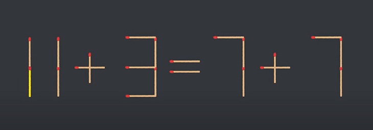 Thử tài IQ: Di chuyển một que diêm để 4+3=7+7 thành phép tính đúng - Ảnh 1.