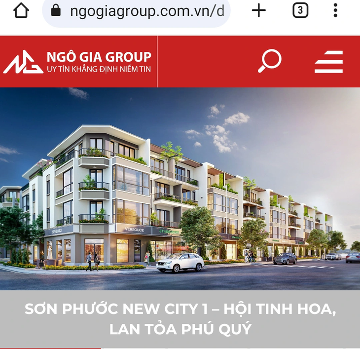 Khu đất trồng cây hàng năm ở xã Sơn Phước được vẽ dự án Sơn Phước New City 1 hoành tráng thế này - Ảnh chụp lại trên web Ngô Gia Group