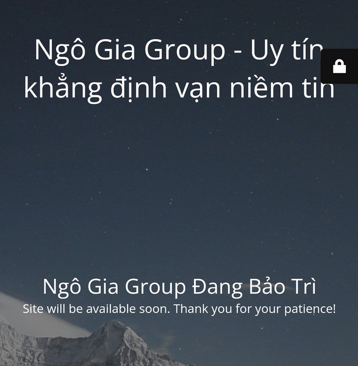 Trang web của &quot;chủ đầu tư dự án Sơn Phước New City 1&quot; Ngô Gia Group hiện nay - Ảnh chụp màn hình