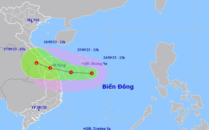 Áp thấp nhiệt đới từ biển tiến vô đất liền miền Trung