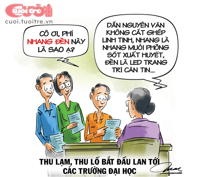 Phí nhang đèn trong trường đại học? - Ảnh 1. Phí nhang đèn trong trường đại học? - Tranh: Đỗ Minh Tuấn