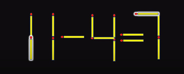 Thử tài IQ: Di chuyển hai que diêm để 4+4=1 thành phép tính đúng - Ảnh 1.