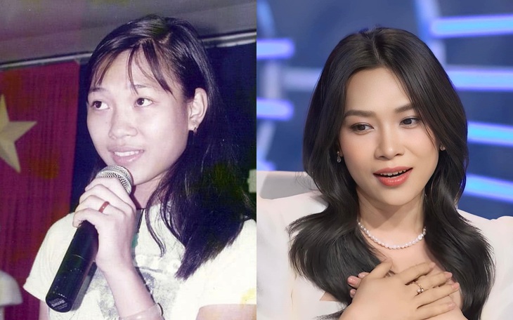 Mỹ Tâm năm 17 tuổi (trái) và Mỹ Tâm tại Vietnam Idol 2023 - Ảnh chụp màn hình