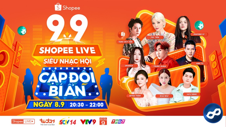 Siêu nhạc hội diễn ra từ 20H30 ngày 8-9 trên các kênh VTV9; VTC7; Today TV; Truyền hình Đồng Tháp; SCTV14; VTC9 và app Shopee