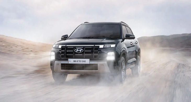 Hyundai Creta mới có giao diện đầu xe khá giống đàn anh Palisade - Ảnh: Hyundai Ấn Độ