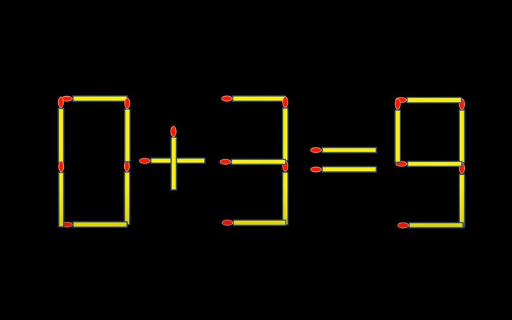 Thử tài IQ: Di chuyển một que diêm để 0+3=9 thành phép tính đúng