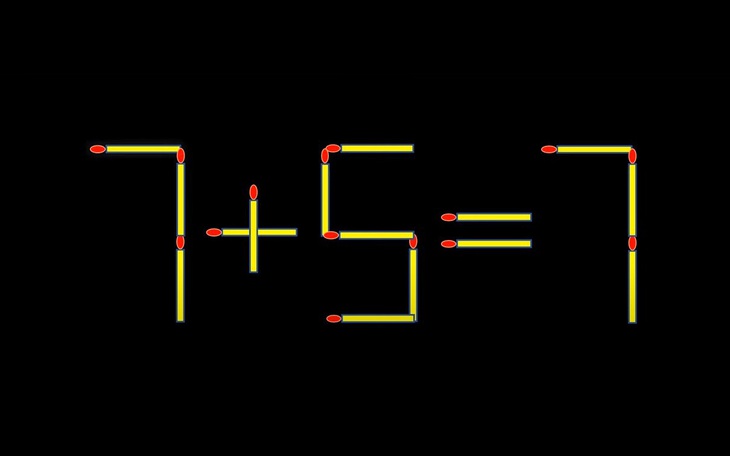 Thử tài IQ: Di chuyển một que diêm để 7+5=7 thành phép tính đúng