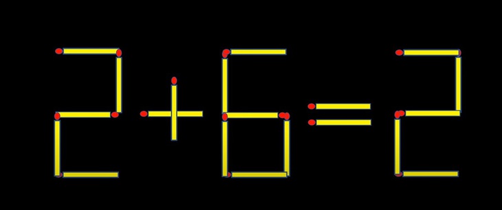 Thử tài IQ: Di chuyển một que diêm để 2+6=2 thành phép tính đúng- Ảnh 1.