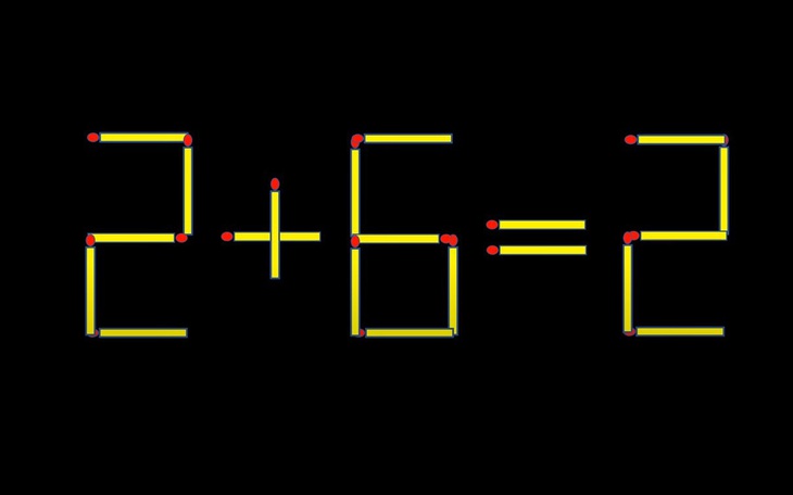 Thử tài IQ: Di chuyển một que diêm để 2+6=2 thành phép tính đúng