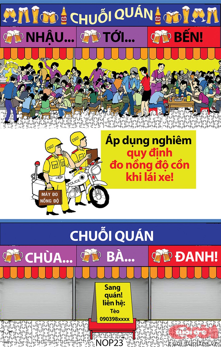 Quán 'Nhậu tới bến' thành chuỗi quán Chùa Bà Đanh - Tranh: NOP 