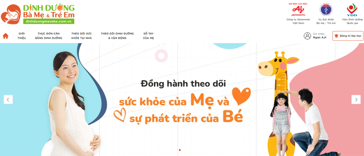 Chương trình Dinh dưỡng bà mẹ và trẻ em tại website www.dinhduongmevabe.com.vn