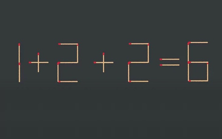 Thử tài IQ: Di chuyển một que diêm để 1+2+2=6 thành phép tính đúng- Ảnh 1.