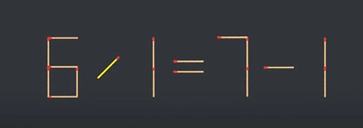 Thử tài IQ: Di chuyển một que diêm để 6-1=7-1 thành phép tính đúng- Ảnh 2.