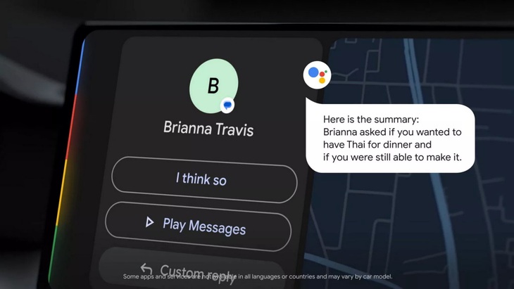 Các dòng xe cập nhật Android Auto mới nhất đã có khả năng tự tóm tắt tin nhắn người dùng nhận được khi đang cầm lái - Ảnh: Google