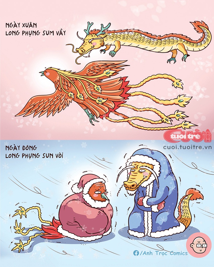 Ngày xuân long phụng sum vầy, còn ngày đông thì sao?   - Tranh: Anh Trọc Comics 