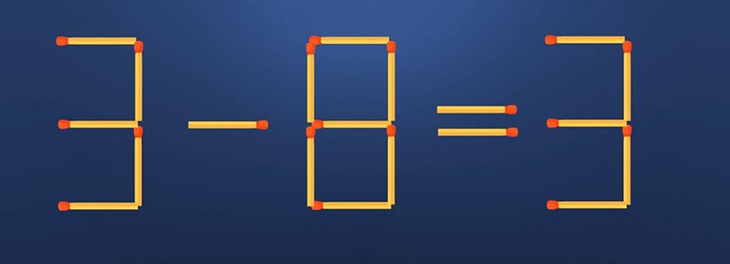 Thử tài IQ: Di chuyển một que diêm để 3-8=3 thành phép tính đúng- Ảnh 1. Thử tài IQ: Di chuyển một que diêm để 3-8=3 thành phép tính đúng- Ảnh 1.