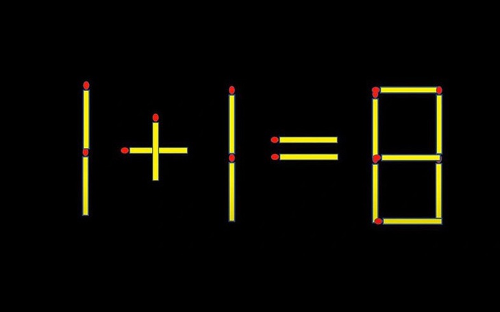 Thử tài IQ: Di chuyển một que diêm để 1+1=8 thành phép tính đúng