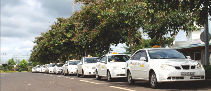 Đội hình taxi Quyết Tiến tại Sân bay Buôn Ma Thuột (Đắk Lắk) - Ảnh: THẾ THẾ