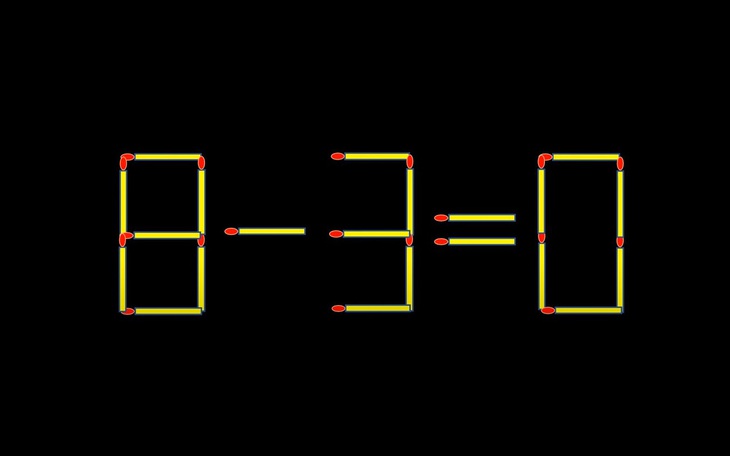 Thử tài IQ: Di chuyển một que diêm để 8-3=0 thành phép tính đúng