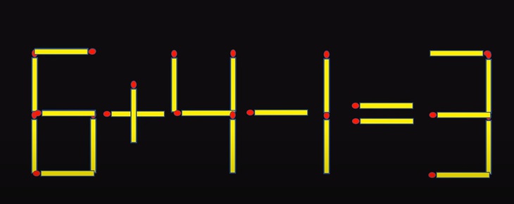 Thử tài IQ: Di chuyển một que diêm để 6+4-1=3 thành phép tính đúng- Ảnh 1.