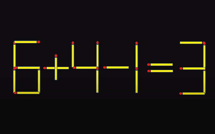 Thử tài IQ: Di chuyển một que diêm để 6+4-1=3 thành phép tính đúng