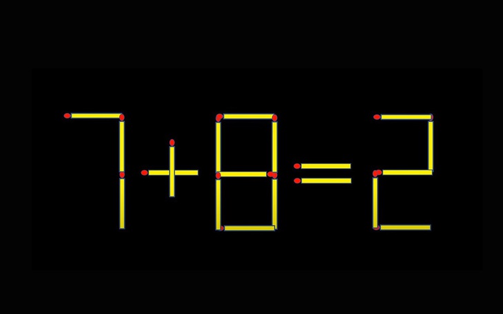 Thử tài IQ: Di chuyển một que diêm để 7+8=2 thành phép tính đúng